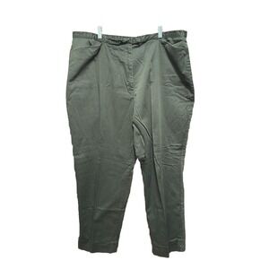 Faded Glory Women Plus 26W Green Stretch Cotton Straight Leg Pants